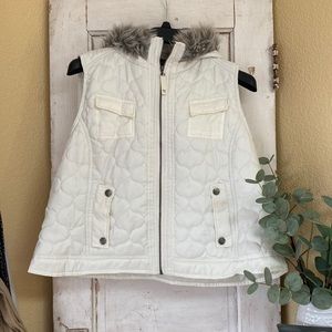RD Style women’s creamy white faux fur zip up vest Sz 2X